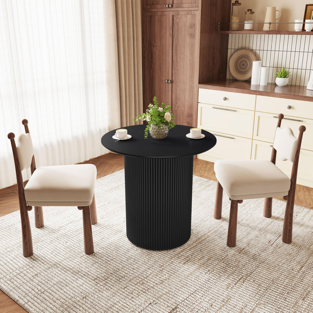 31.5" Round Dining Table with Fluted Wood Base I521
