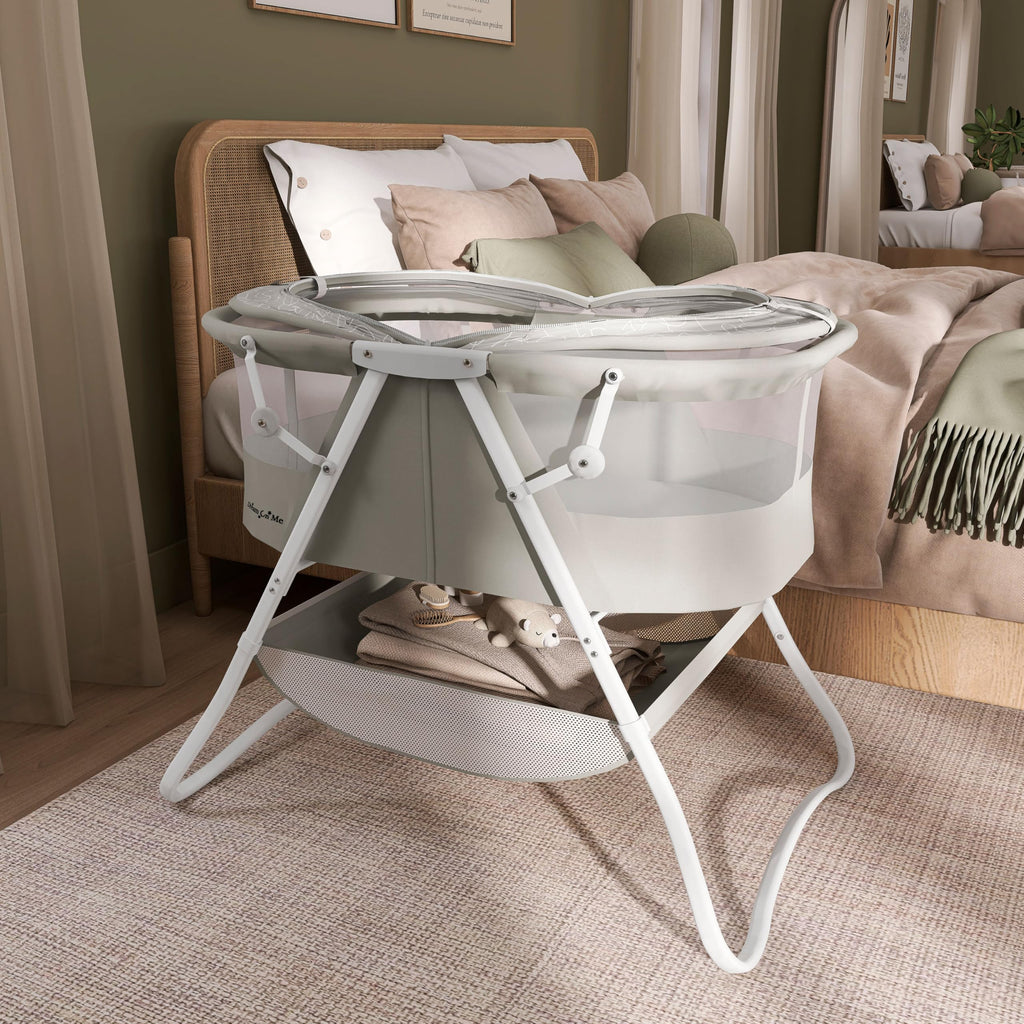 Portable Infant Bassinet, Double Mesh Canopy, Cool Grey G947