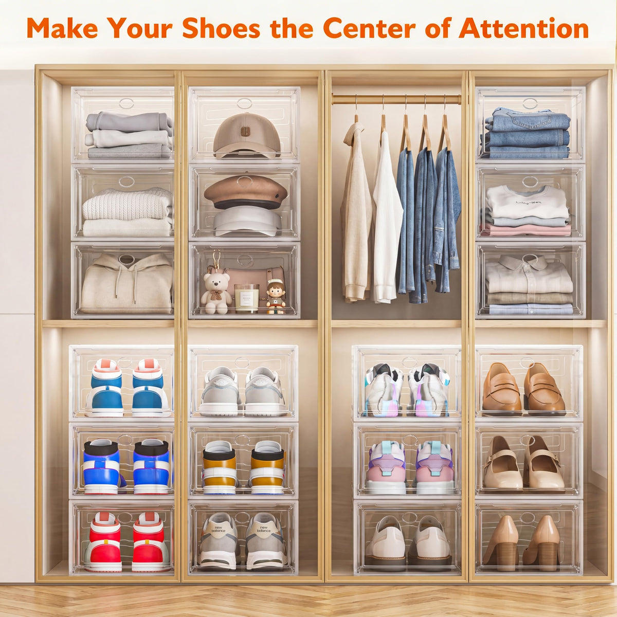 Clear Stackable Shoe Storage Box D3058