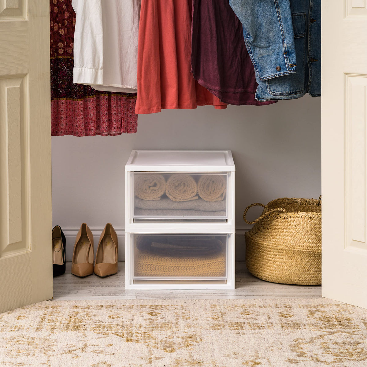 2-Pack 30 Qt. White Stacking Drawer Organizer U727844