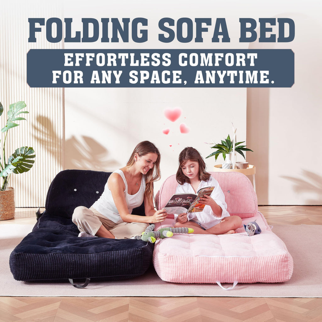 Pink Flannel Folding Sofa Bed G7352