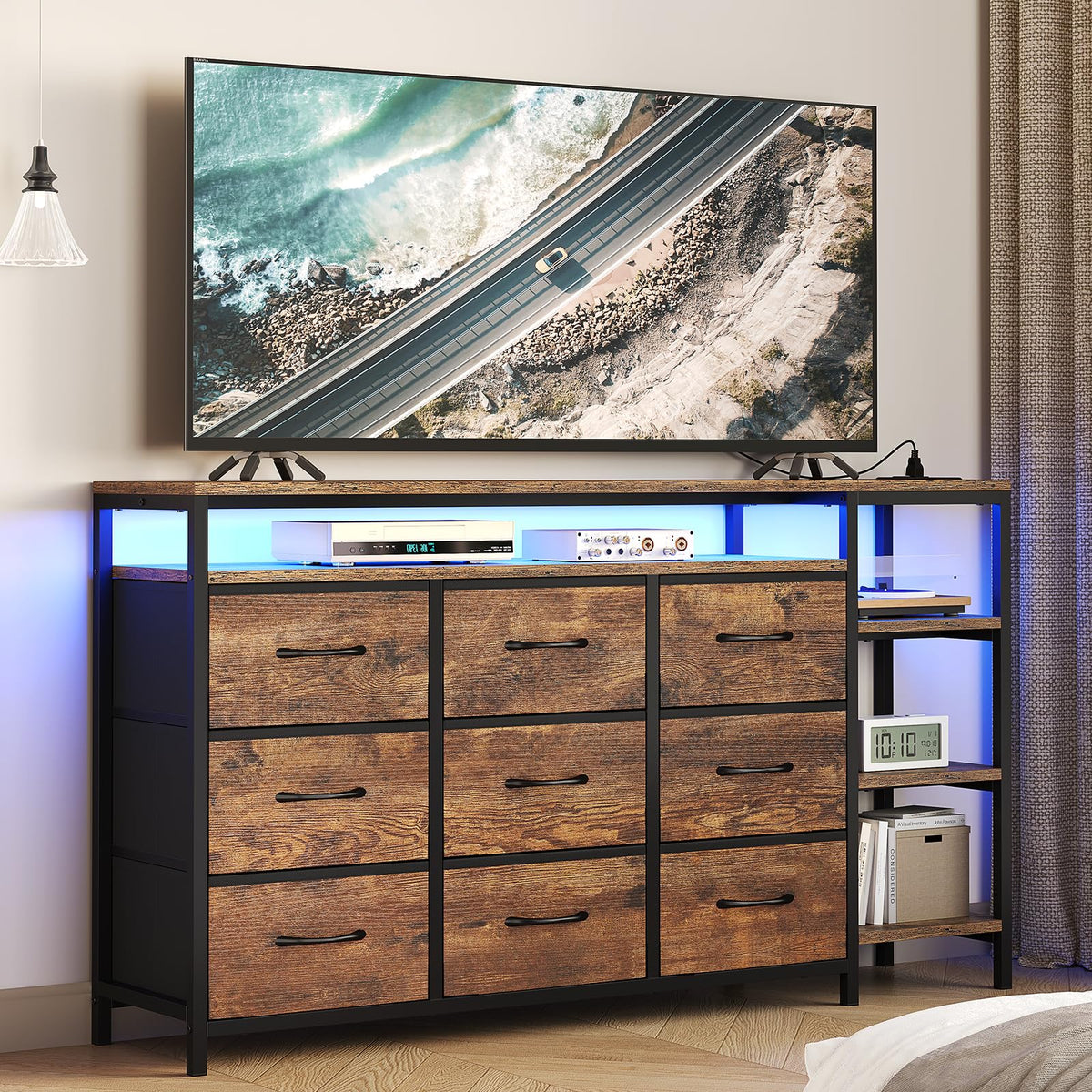 LED TV Stand Dresser with 9 Drawers G9092